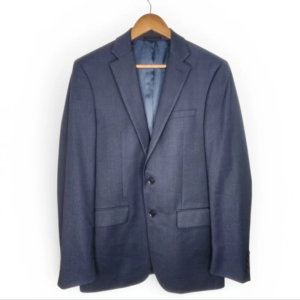 Calvin Klein Wool Slim Fit Suit Jacket in Blue Size 40L